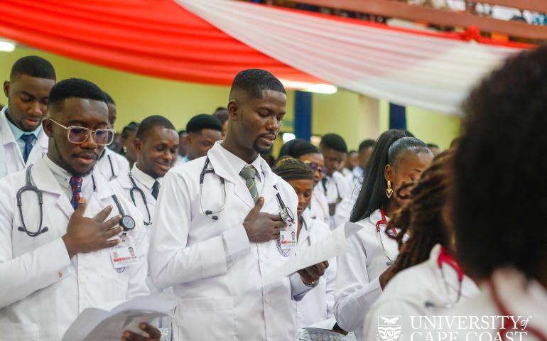 A section of the 141 medical students taking the UCCSMS Oath